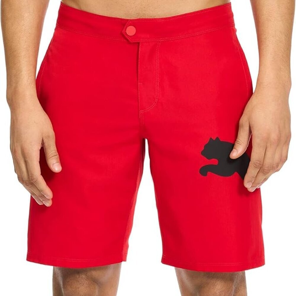 PUMA Men’s Board Shorts Swim Trunks Red Size 32 NWT MSRP $48 Snap Drawstring